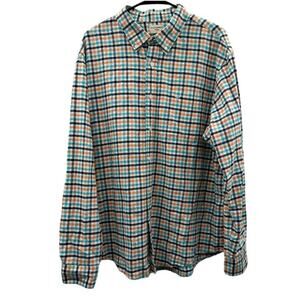 Dockers White Blue Orange Plaid Long Sleeve Button Down Shirt Size XL‎